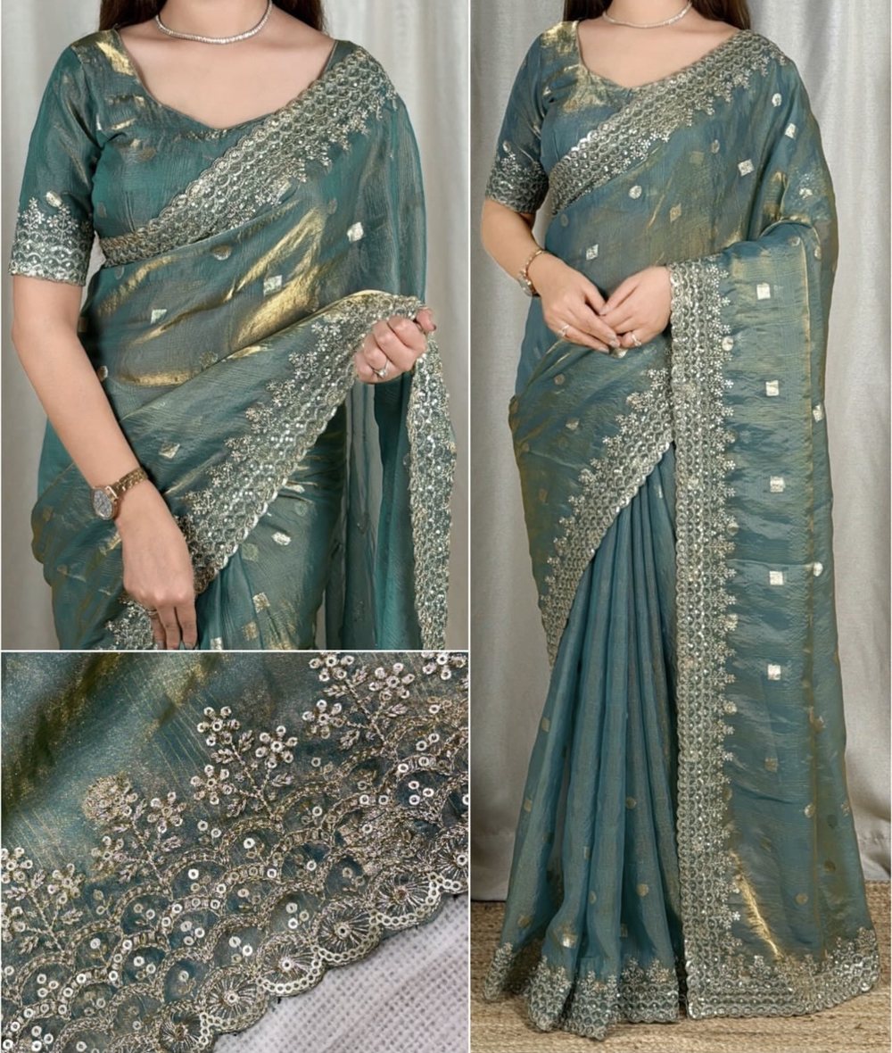 Teal Tissue Saree